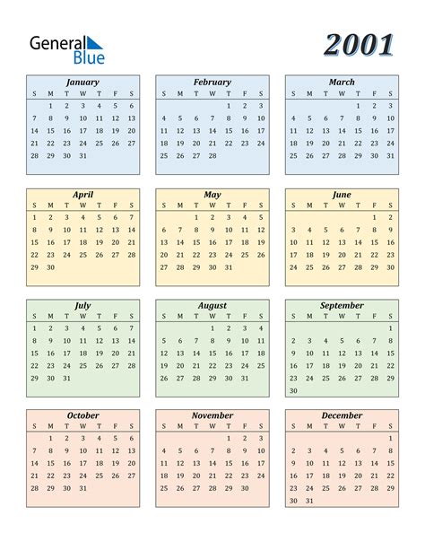 calendar from 2001|2001 us calendar printable.